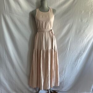 Rebecca Taylor Blush Sleeveless Maxi Dress with Waist Tie